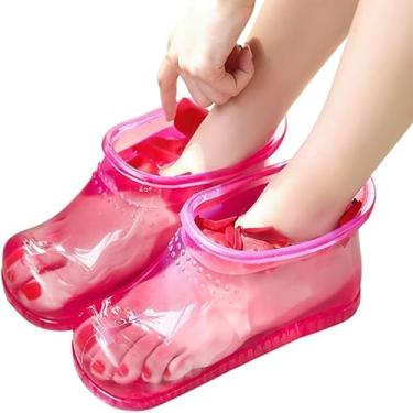 Imagem de VICASKY Banheira de imersão para os pés, sapatos de spa, imersão de banho para mulheres, sandálias portáteis, chinelos de massagem, botas para pés, mini banheiras infláveis, produtos de cuidado, banco