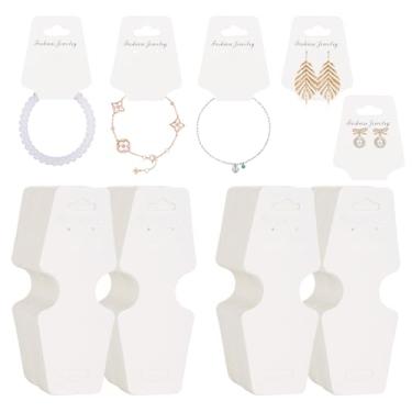 Imagem de BTYMS 400 peças de porta-cartões para exibição de joias, etiquetas dobráveis para pendurar pulseiras, brincos, chaveiros, brincos de orelha, branco