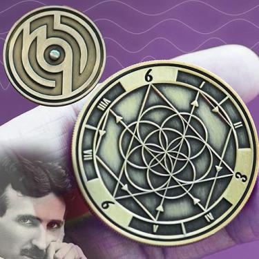 Imagem de Nikola Tesla 369 Spinning Manifestation Coin – Mindset and Energy Focus Tool for Meditation, Law of Attraction, Mindfulness, and Positive Intentions