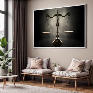 Imagem de Quadro com Moldura Sala Quarto Balança Justiça Decorativo Horizontal Grande Hall