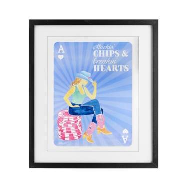 Imagem de Stupell Industries Stackin' Chips And Breakin' Hearts Impressão emoldurada preta sob vidro design por Hillary Holt, 16 x 13