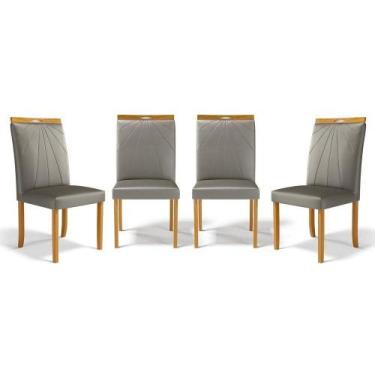 Imagem de Kit Com 4 Cadeiras Maiara Madeira Maciça Estofadas Para Mesa De Jantar
