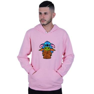 Imagem de Moletom Unissex Canguru Lilo Stitch yoda Star Wars - Lafre, Rosa claro