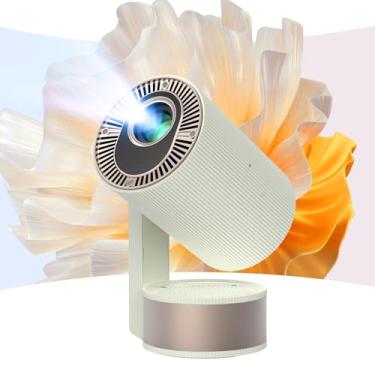 Imagem de Projetor com WiFi e Bluetooth, suporta 1080p 4K, projetor portátil rotativo de 270° com foco automático e Keystone automático, projetor doméstico com som estéreo de alta fidelidade para TV Stick
