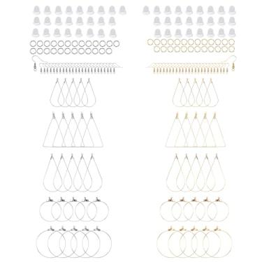 Imagem de 200un Kit Fazer Brincos, Ganchos Brinco Ouro e Prata Fazer Joias Argolas Miçangas Argolas e Costas Brincos Triângulo Redondo Forma Lágrima Achados Joias Suprimentos Artesanato Faça Você Mesmo