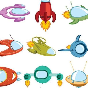 Imagem de Papel de Parede Adesivo Infantil Disco Voador - 064 - Multimpressão