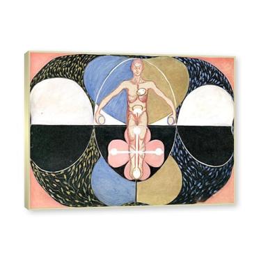 Imagem de NHLDZYH Moldura de champanhe. Pôster Hilma Af Klint, (Evolução, nº 11), reproduções de pinturas famosas, imagem de arte abstrata para sala de estar quarto decoração de casa. 30 x 40 cm - 11,8 x 15,7