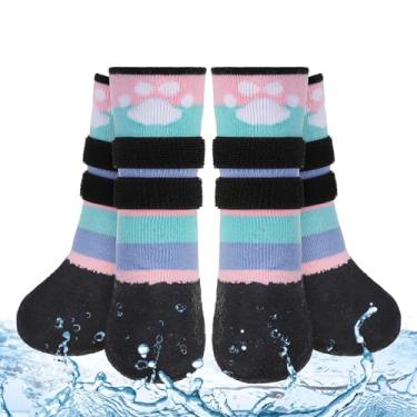 Imagem de BEAUTYZOO Botas antiderrapantes para cães, sapatos para cães para pavimento quente/frio, dias de chuva de neve, botas de cachorro à prova d'água, protetor de pata para piso de madeira, evita lamber