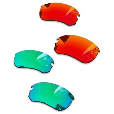 Imagem de Combine8 2 pares de lentes de reposição ploarizadas para óculos de sol Oakley Flak Draft OO9364 67 mm - vermelho fogo + verde