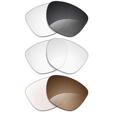 Imagem de Alphax 3 pares de lentes de substituição não polarizadas para óculos inteligentes Ray-Ban Meta Skyler RW4010 de 52 mm - uso interno e externo, transparente + adaptação (cinza + marrom) fotocrômico