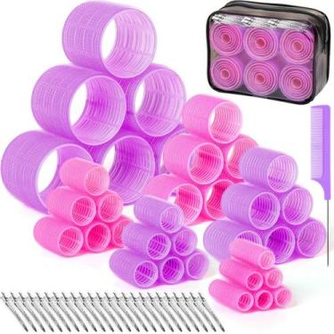 Imagem de Rolinhos de cabelo Tetutor 62 peças para mulheres, 6 tamanhos e mais a