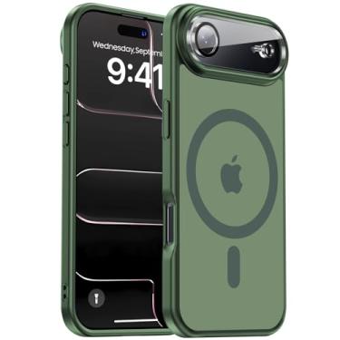 Imagem de Yzoiko Capa magnética para iPhone Air, com protetor de lente de câmera [proteção de grau militar de 3 metros] Compatível com capa MagSafe Slim para iPhone Air de 6,5 polegadas, verde alpino
