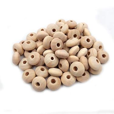 Imagem de 100 peças de contas de abaco de madeira natural 14 mm8 mm contas geométricas de cone duplo joias modernas fornecimento de colar DIY beading artesanato acessórios (contas de abaco 100 peças)