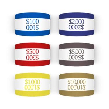 Imagem de 19 x 3 cm, 300 tiras variadas, pacotes de moedas autovedantes, faixas para notas de dinheiro (300 sortidas, 50 de cada cor)