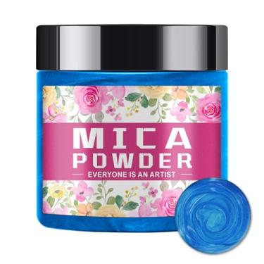 Imagem de Ninesung Pó de mica azul para fabricação de sabão - pigmento vibrante para resina epóxi, bombas de banho, geleca, velas e artesanato DIY - não tóxico, seguro para a pele, brilho ultrafino (azul, 59 g)