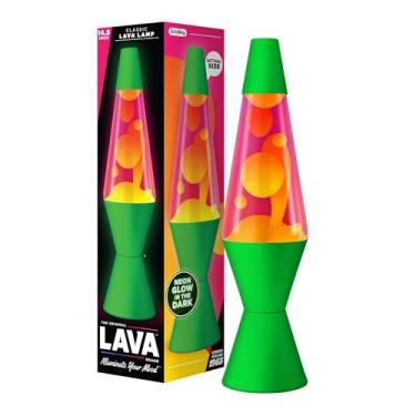 Imagem de Lava The Original Lamp - Verde neon de 36,8 cm - Lâmpada de movimento líquido clássica - Líquido laranja e rosa - Item nº 2096 (exclusivo da Amazon)