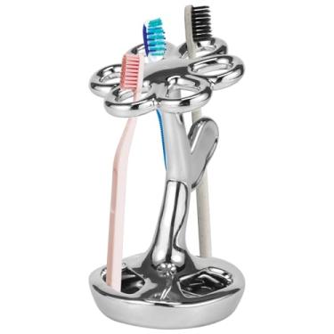 Imagem de Suporte de escova de dentes de cerâmica floral, porta-escovas de dentes para banheiros, organizador de escova de dentes de cerâmica em forma de flor, para organização de banheiro, suporte de escova de