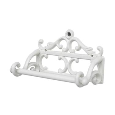 Imagem de Bothyi Suporte de rolo de papel higiênico, suporte decorativo de parede para toalhas, para rolo de papel higiênico para banheiro, cozinha e banheiro, Branco