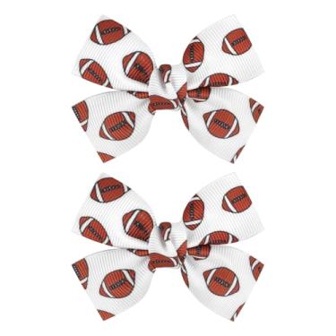 Imagem de YanJie 2 peças de clipes de laço de cabelo com estampa de futebol para meninas, dia esportivo, acessórios de cabelo, roupas para meninas, crianças, adolescentes e mulheres, clipe de laço