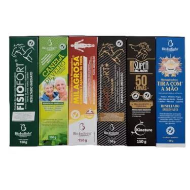 Imagem de Kit Massageador, 6 Unidades, Canela de Véio, Milagrosa, Super Black 50 Ervas, Tira com a Mão, 150g cada