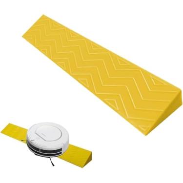 Imagem de Rampa De Limiar De Portas De Robô De Varredura Interna Portátil, Rampas De Cadeiras De Rodas De Pvc De 1-4 Cm De Altura, Plástico Antiderrapante Para Veículos Elétric, Yellow, 60x7x1cm