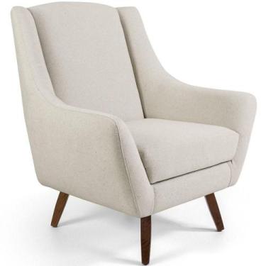 Imagem de Poltrona Fixa Pés De Madeira Juliet D02 Algodão Bege C-370 - A COLCHOE