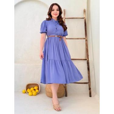 Imagem de Vestido Midi Social Soltinho para Trabalho Feminino Festa Básico Convi