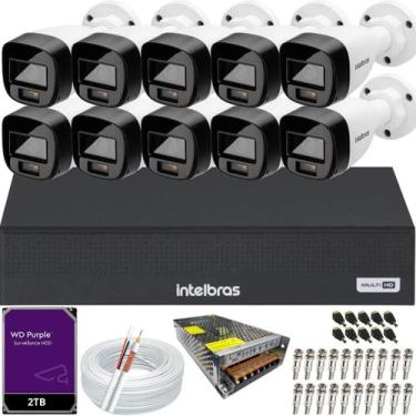 Imagem de Kit 10 Câmeras Intelbras Full Color 1120b Colorida Noite Dvr 16 Canais