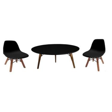 Imagem de Mesa 80cm Infantil Red. Preto 3 Pé 50cm 2 cadeira - jthome