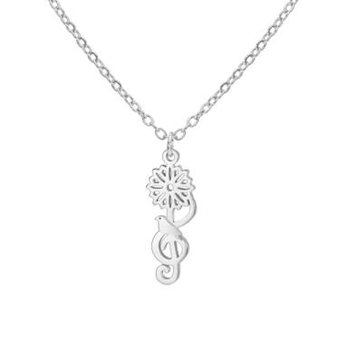 Imagem de UNIFT Colar feminino com notas musicais de girassol You Are My Sunshine, pingente de aço inoxidável, aniversário, aniversário, dia dos namorados, joias presentes, Adjustable, Aço inoxidável, Sem Pedra