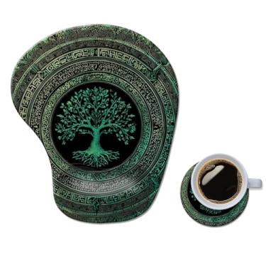 Imagem de Mouse pad ergonômico com descanso de pulso, tapete de mouse de gel de computador confortável suporte de pulso para laptop, mouse para alívio da dor com base de poliuretano antiderrapante árvore da