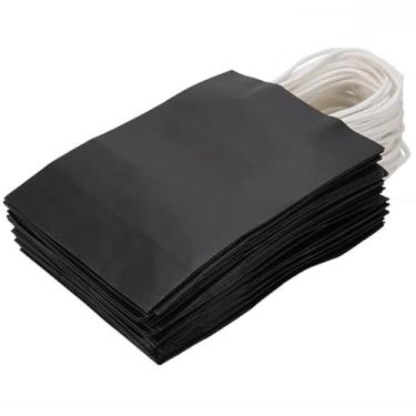 Imagem de MUNEFE 25 PCS Kraft Paper Gifts Bag, sacos de papel com alças, sacos de presentes com alças para festas, compras, saída e outras ocasiões (Black)