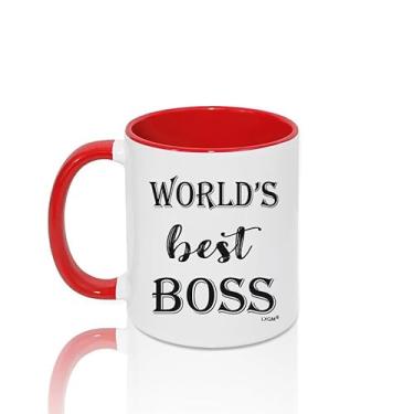 Imagem de LXQM Caneca de café World's Best Boss, xícara de chá de escritório engraçada, presentes de chefes para homens, presente de chefe para homem, presentes de aniversário, Natal e ano novo de funcionário