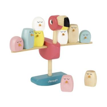 Imagem de Brinquedo Educativo Flamingo Equilibrista  - Janod de Madeira 11 Peças