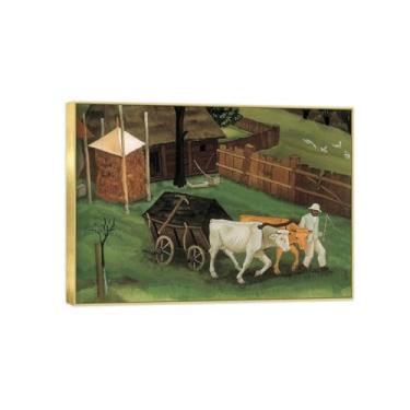 Imagem de BMZFYBS Arte de parede em tela reprodução de pintura famosa - imagens de moldura dourada para sala de estar, decoração de casa de fazenda pôster e impressões 50 x 70 cm 20 x 27 pol