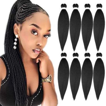 Imagem de Extensões de cabelo trançadas pré-esticadas ShowCoco Black 18"