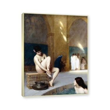 Imagem de NHLDZYH Moldura champanhe. Imagem natureza em tela, (sem título 55) de Jean Leon Gerome, reprodução de quadros, quadro de arte de parede de tela para casa. 60x80cm