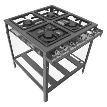 Imagem de Fogão 4 Bocas 2 Duplas Metal Brey Gás Baixa Pressão FE-604 2D