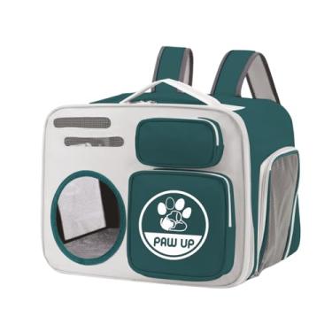 Imagem de Bolsa Transporte Pet para Gatos 40x30x26 cm,Mochila em Tecido Oxford Respirável e Resistente, Espaçosa, com Ventilação, Alças Ergonômicas e Bolso Externo, Ideal para Viagens e Passeios (Verde)