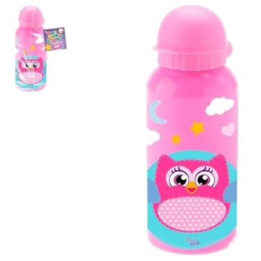 Imagem de Garrafa Térmica Infantil com Bico, Desenho de Coruja Rosa, 400ml