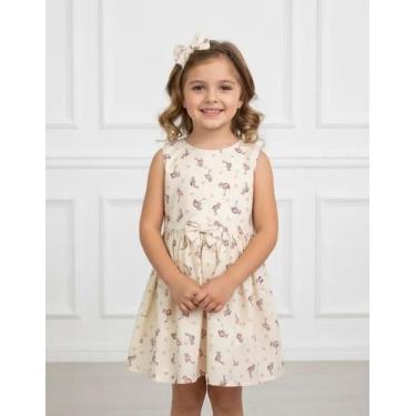 Imagem de Vestido Luxo Princesa Infantil Bebê com Manguinha Flamingo - Flor de A