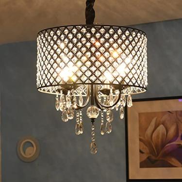 Imagem de Luminária pendente de cristal cromado prateado, moderna, decorativa, para sala de jantar, vintage, LED, para sala de estar, lustre de cristal antigo, luminária suspensa para mesa de jantar,