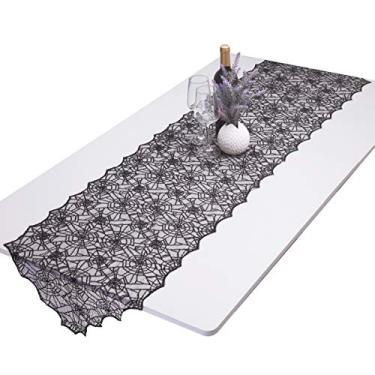 Imagem de Rockcloud Capa de cachecol de renda para festa de Halloween, decoração de noites de filme assustador, Preto, 71" x 17"