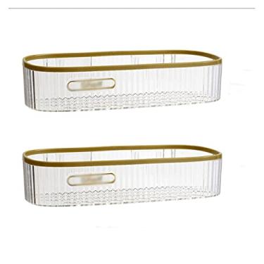 Imagem de hezhuhe2258 Armazenamento de banheiro 2 prateleiras de plástico para artigos de higiene pessoal, prateleiras de armazenamento de plástico transparente de camada única, não perfuradas, prateleiras de