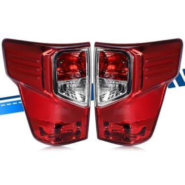 Imagem de Conjunto de luz traseira compatível com Nissan Titan 2017-2023 / Titan XD 2016-2023, lâmpada traseira tipo halogênio com substituição de lâmpadas, par vermelho + vermelho