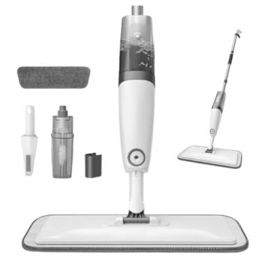 Imagem de Mop Spray 2 em 1 com Reservatório 350 ml, Refil Microfibra Lavável – Limpeza Rápida e Prática em Pisos. Esfregão Mágico Limpeza Microfibra Cabo Giratório 360°