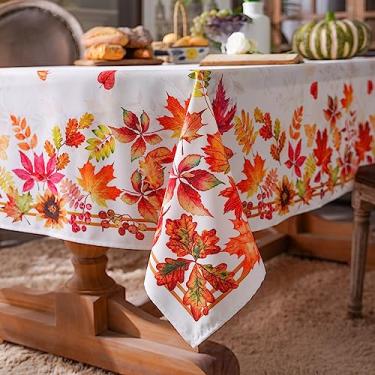 Imagem de ARTABLE Toalhas de mesa de renda com borda de macramê requintada bordada cozinha festiva tecido toalha de mesa (maço, 139 x 237 cm)