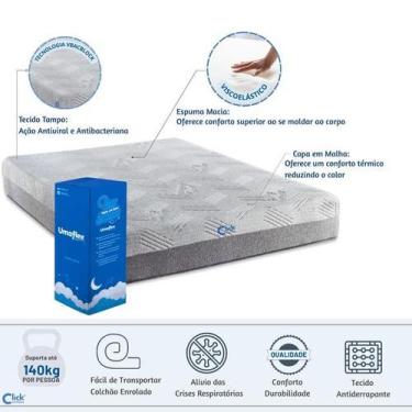 Imagem de Colchão King Umaflex Fit Visco 193x203x25  Enrolado na Caixa  Conforto