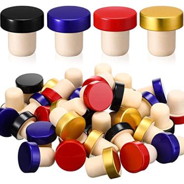 Imagem de Yookeer Rolha em forma de T, rolhas de garrafa de vinho de cortiça, tampão de vedação de vinho reutilizável para garrafas de cerveja artesanais (vermelho, azul, preto, dourado, 36 peças)