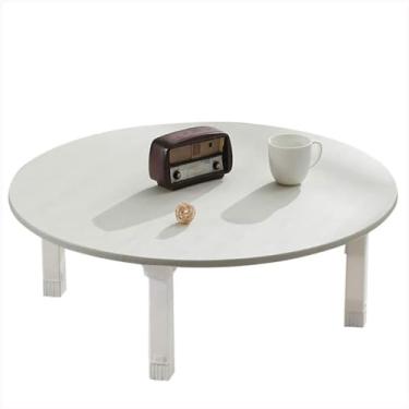 Imagem de Mesa dobrável, mesa redonda baixa de estilo, mesa de café, mesa de jantar, mesa pequena, para quarto tatami, janela de sacada, sala de chá, mesa Kang doméstica (branca 80 x 30 cm)